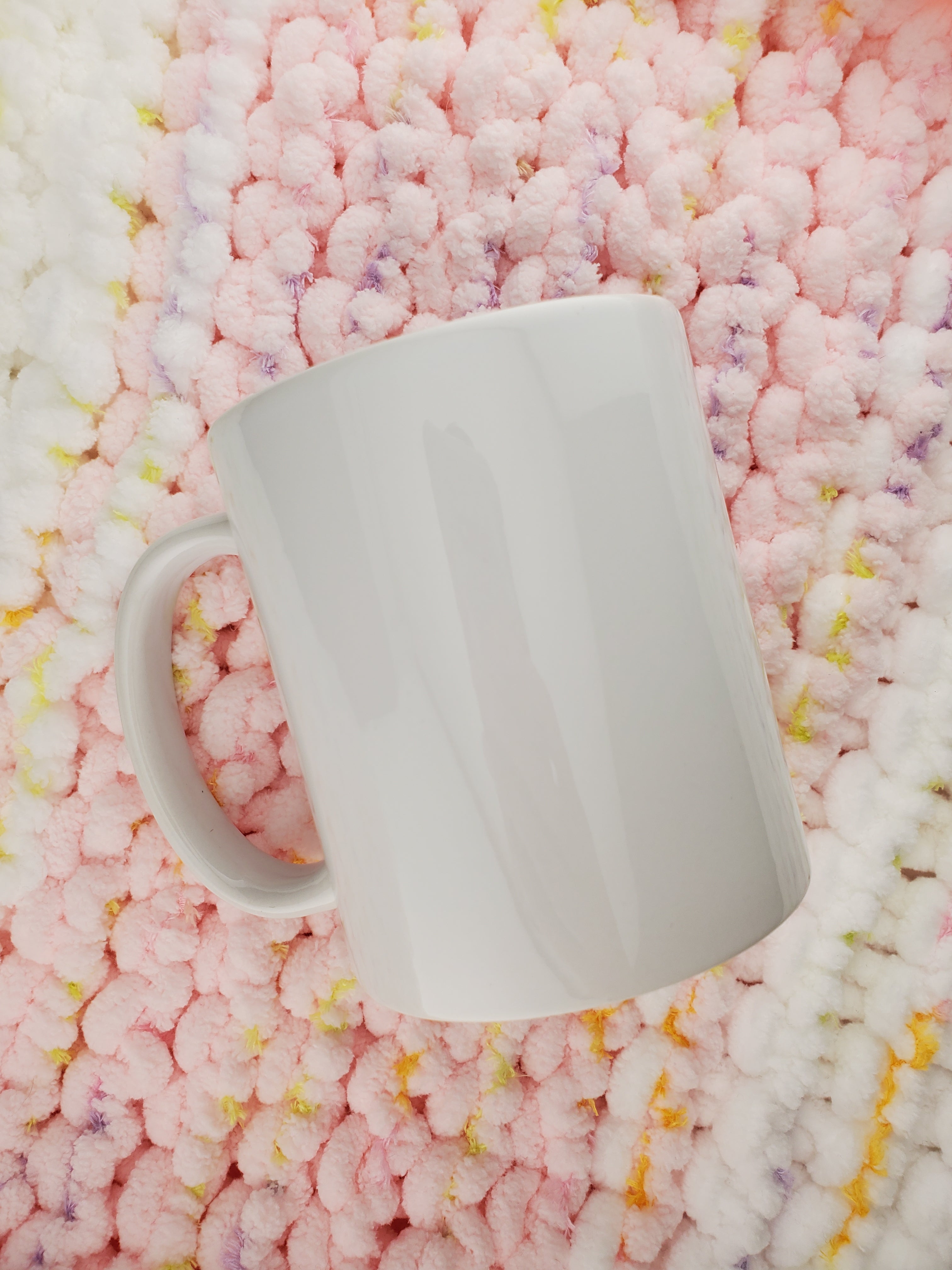 11oz white sublimation mug with a glossy finish.