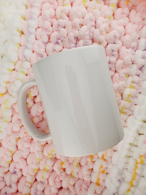11oz white sublimation mug with a glossy finish.
