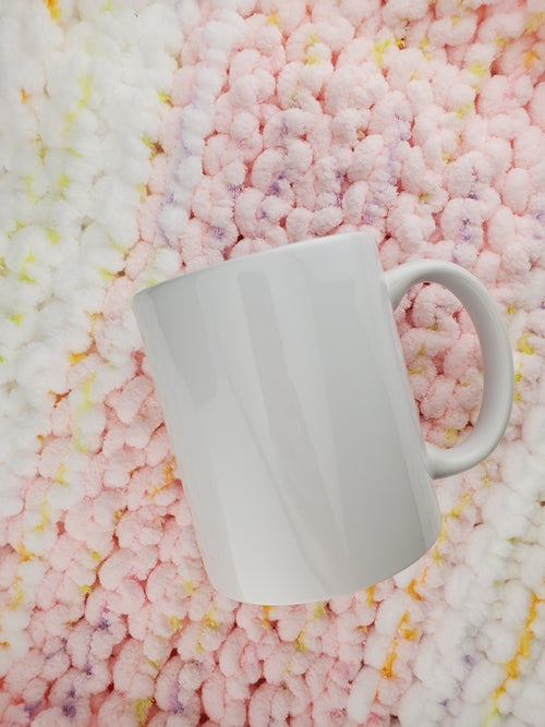 White 12oz or 340ml sublimation mug with a glossy finish.