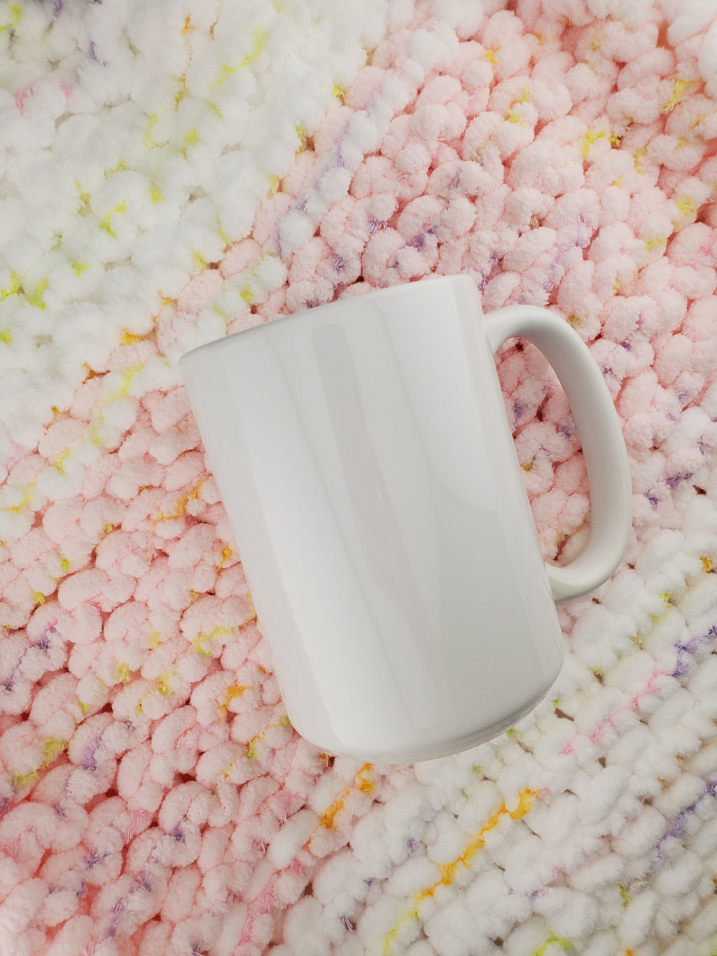 White 15oz sublimation mug with a glossy finish.