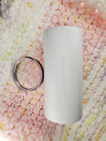 20oz Thick sublimation tumbler, with clear push-on slide lid and clear straw.
